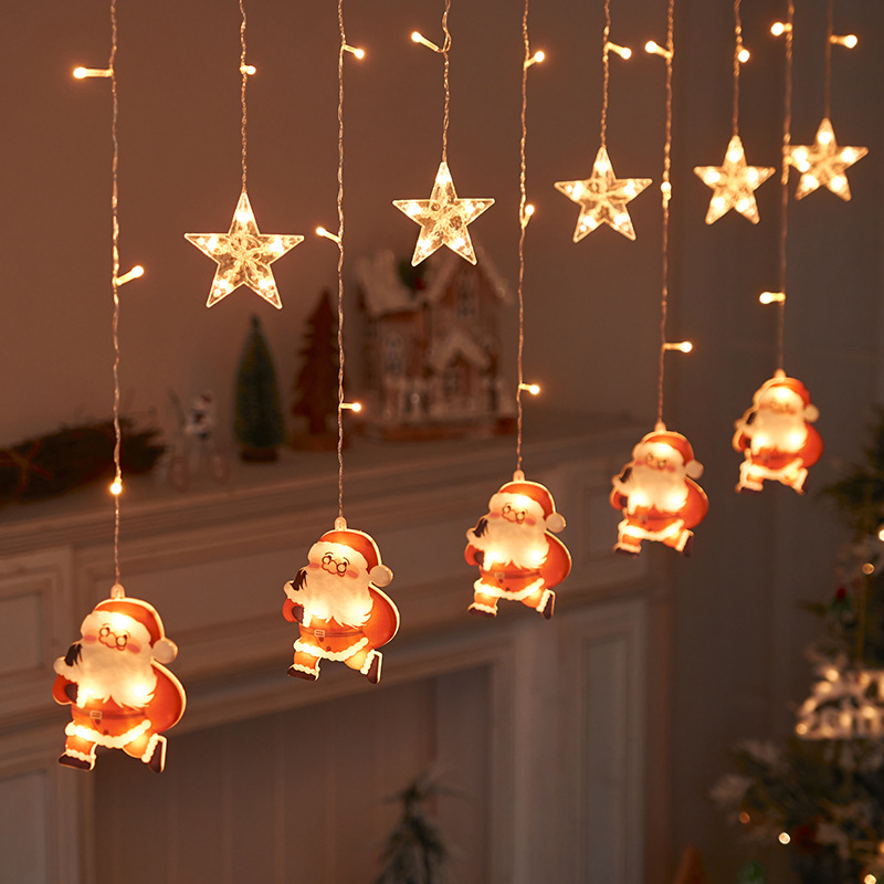 Christmas new decorative led light string Christmas gift bag old man stars lights room atmosphere curtain lights