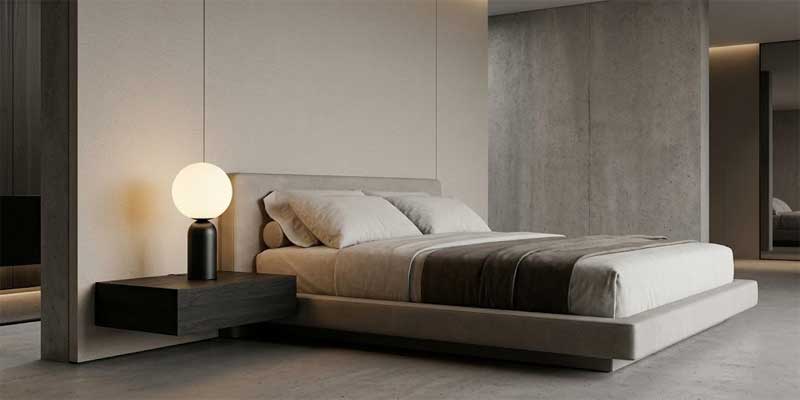 bedroom table lamps in modern contemporary minimalism with opal glass sphere by TAKETI