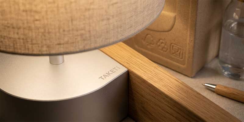 bedroom table lamps sustainable craftsmanship with precision aluminum and natural wood by TAKETI