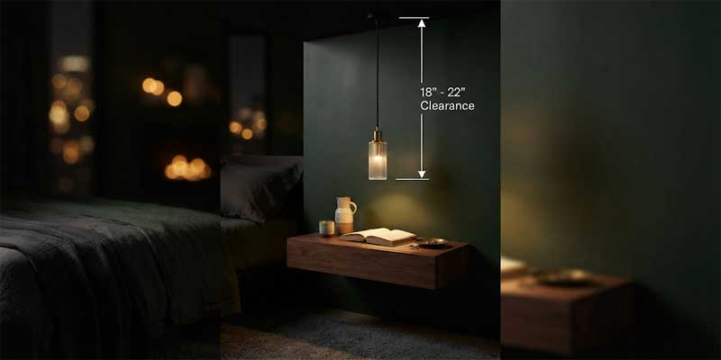 Dropped bedside mini pendants saving nightstand space for modern bedroom lighting ideas