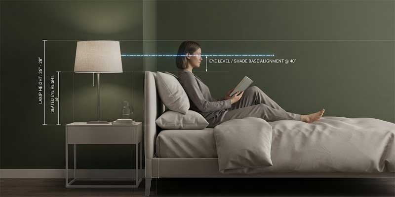 Bedside lamp eye level height rule