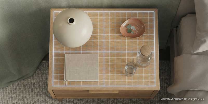 Bedside lamp base footprint proportions