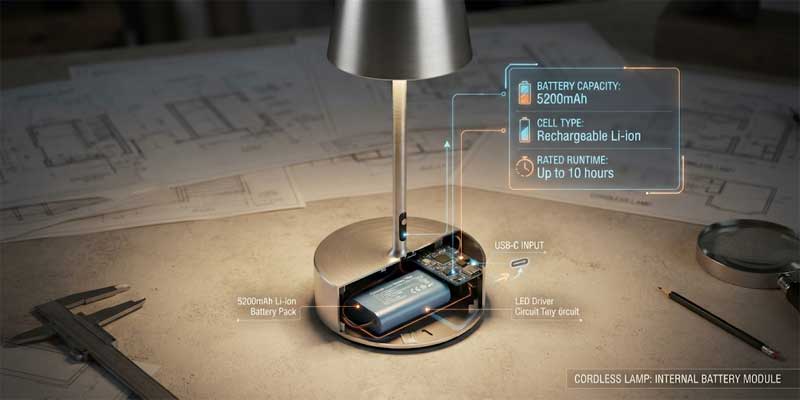 Cordless table lamps battery capacity and runtime